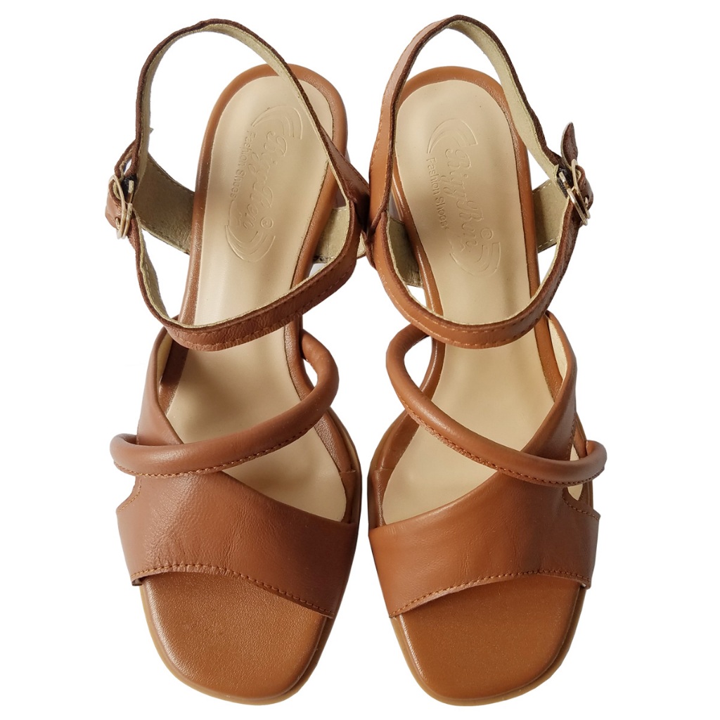 Giày Sandal Cao Gót Nữ BIGGBEN Da Bò Thật Cao 5 Phân HKD953