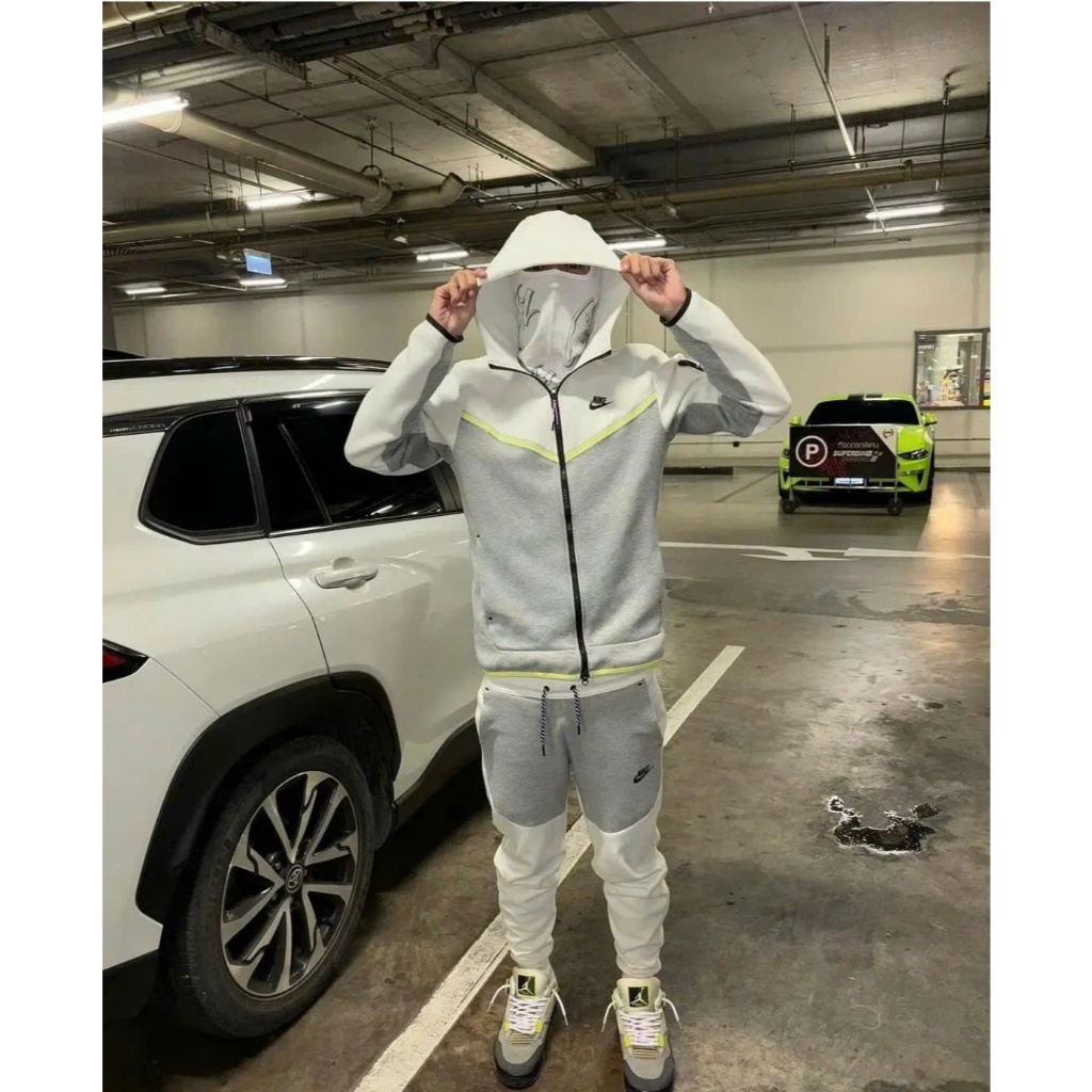 NJ- Tech fleece Grey mix white v1