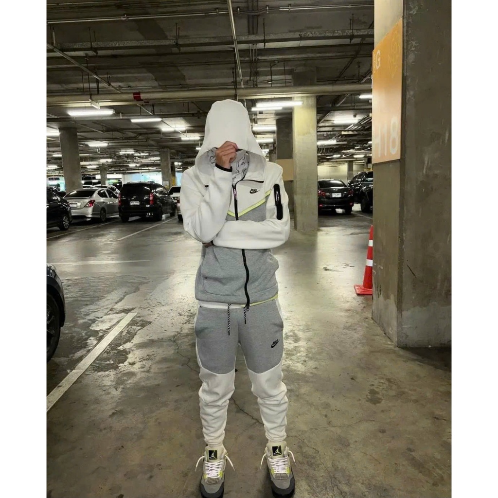 NJ- Tech fleece Grey mix white v1