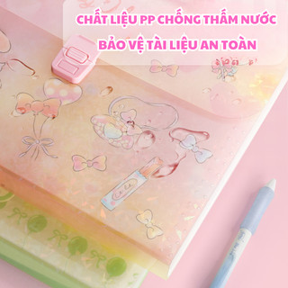 Cặp Học Thêm In Hình Kuromi/ Melody 12 Ngăn Đựng Cho Bé Trai, Bé Gái Chất Liệu An Toàn, Túi Tài Liệu In Hình Dễ Thương