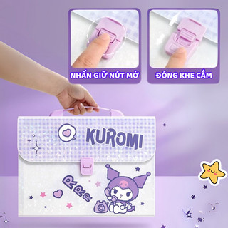 Cặp Học Thêm In Hình Kuromi/ Melody 12 Ngăn Đựng Cho Bé Trai, Bé Gái Chất Liệu An Toàn, Túi Tài Liệu In Hình Dễ Thương