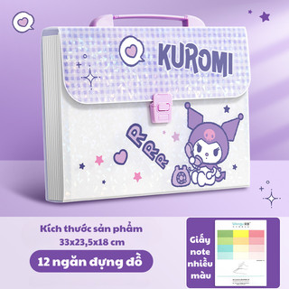 Cặp Học Thêm In Hình Kuromi/ Melody 12 Ngăn Đựng Cho Bé Trai, Bé Gái Chất Liệu An Toàn, Túi Tài Liệu In Hình Dễ Thương