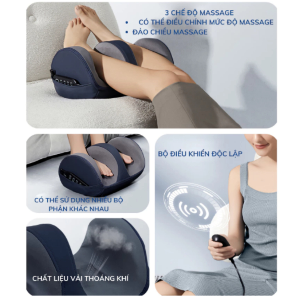 Máy massage bàn chân, máy mát xa chân bấm huyệt hồng ngoại 3 chế độ xoa bóp, chườm nóng