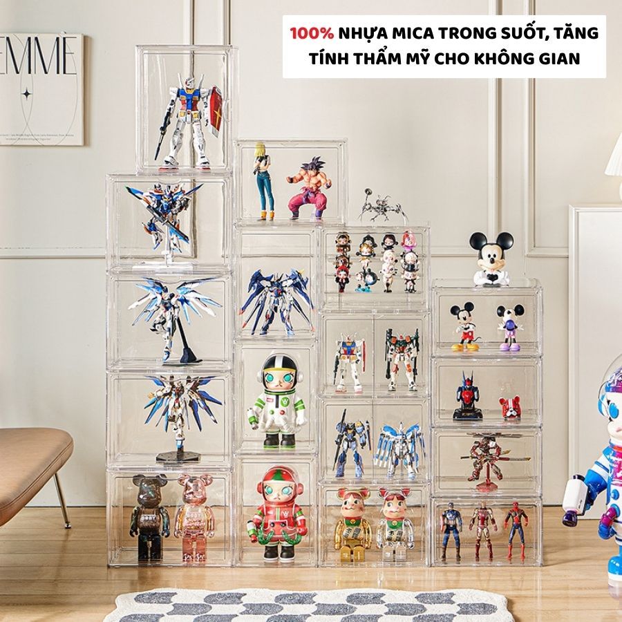 Hộp Trong Suốt Trưng Bày Mô Hình ENODA HOME, Hộp Nhựa Mica Bảo Quản Đồ Chơi, Mô Hình Lego HTS025