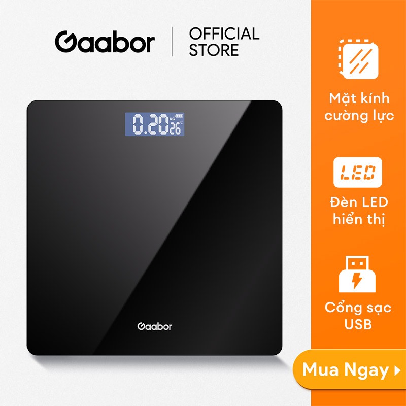 Ảnh Cân sức khỏe điện tử thông minh Gaabor GWS-M01A màn hình LED tặng kèm thước dây và pin sạc USB 1