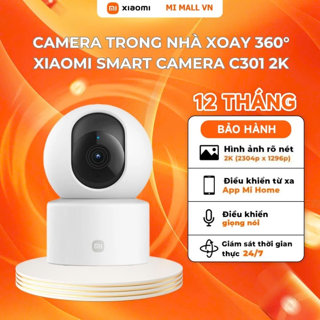 Ảnh Camera Quan Sát Xiaomi Smart Camera C301 | 2K, 3MP, Xoay 360, Phát Hiện Con Người | Phiên Bản Quốc Tế, Bảo Hành 12 Tháng 1