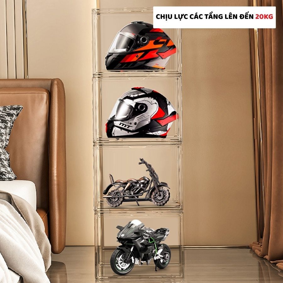Hộp Trong Suốt Trưng Bày Mũ Bảo Hiểm ENODA HOME, Hộp Mica, Hộp Nhựa Đựng Giày,Túi Xách HTS040
