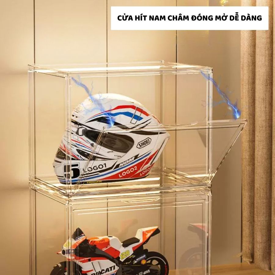 Hộp Trong Suốt Trưng Bày Mũ Bảo Hiểm ENODA HOME, Hộp Mica, Hộp Nhựa Đựng Giày,Túi Xách HTS040
