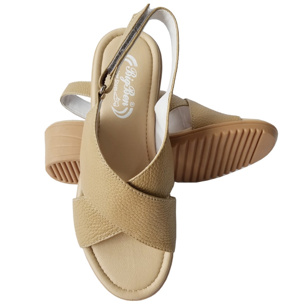 Giày Sandal Cao Gót Nữ BIGGBEN Da Bò Thật Cao 5 Phân HKD956