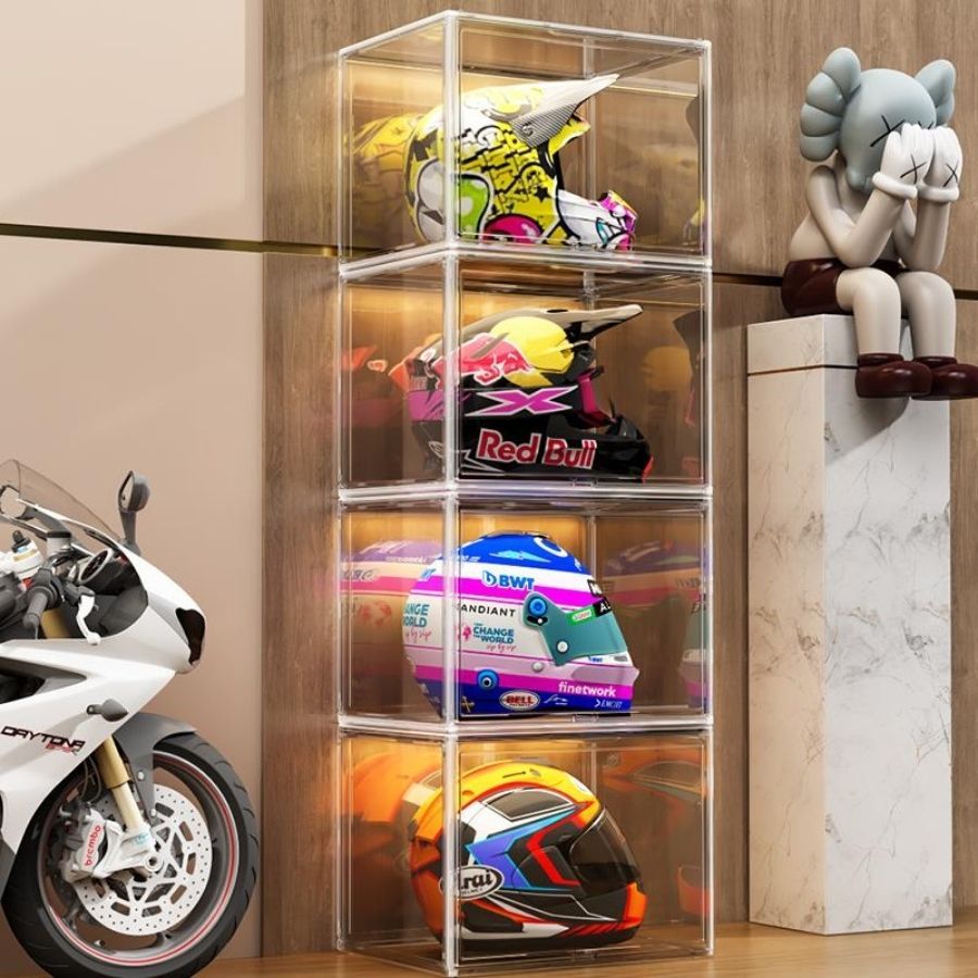 Hộp Trong Suốt Trưng Bày Mũ Bảo Hiểm ENODA HOME, Hộp Mica, Hộp Nhựa Đựng Giày,Túi Xách HTS040