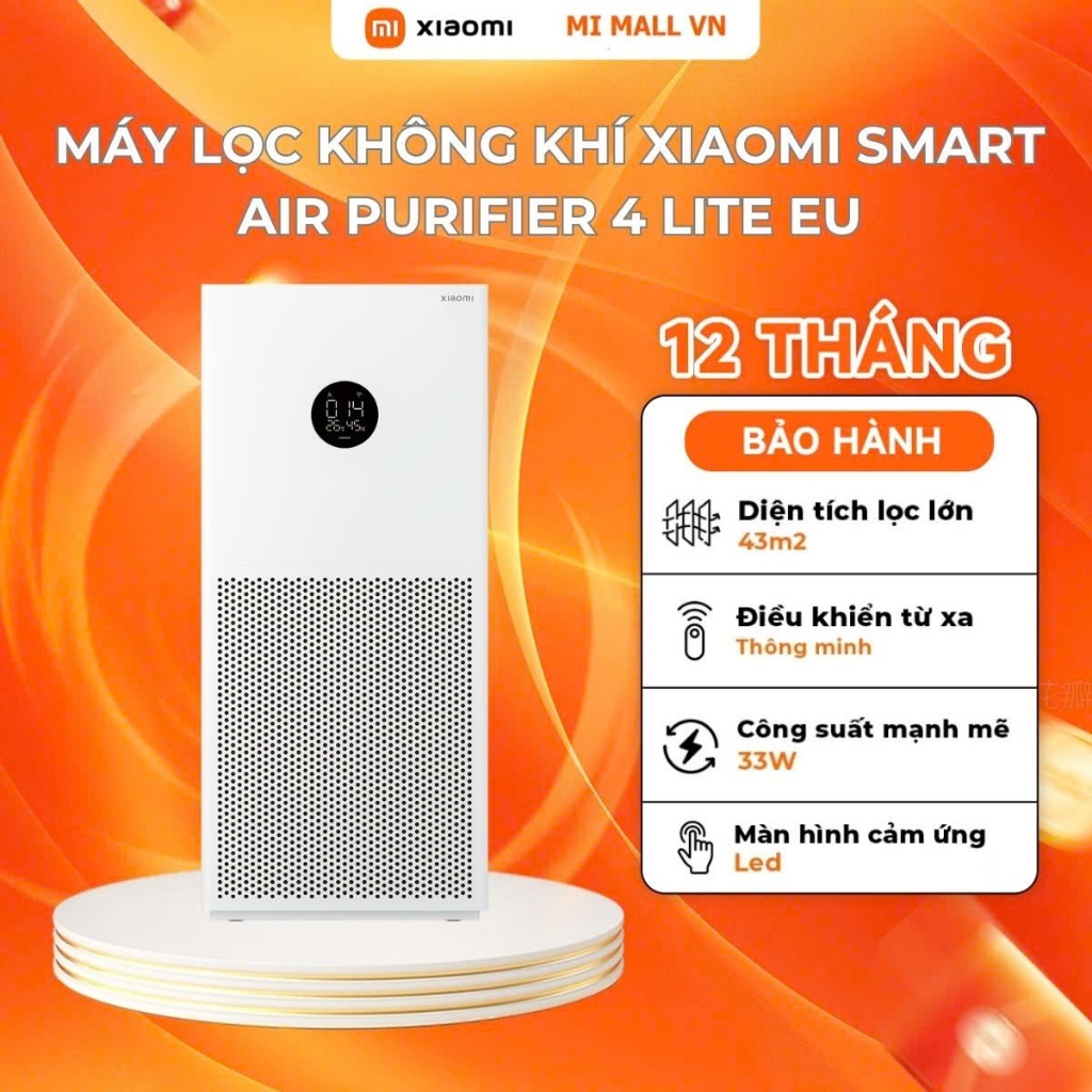 Ảnh Máy Lọc Không Khí Xiaomi Smart Air Purifier 4 Lite EU | Lọc Bụi, Phấn Hoa  | Khử Mùi  | Điều Khiển Qua App | BH 12 Tháng 1