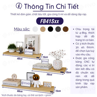 Kệ Sách Gỗ Âm Tường Decor Phòng Khách Thanh Ngang FB41 FIVO, Tặng Kèm Đầy Đủ Phụ Kiện, Giao Hỏa Tốc