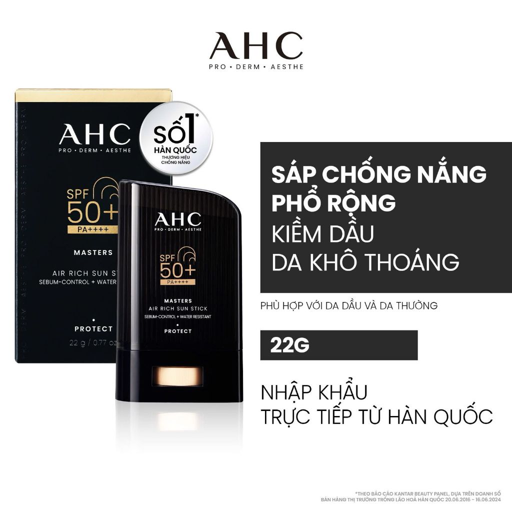 Ảnh Sáp Chống Nắng AHC phổ rộng kiềm dầu suốt 24H Masters Air Rich Sun Stick 22g 2