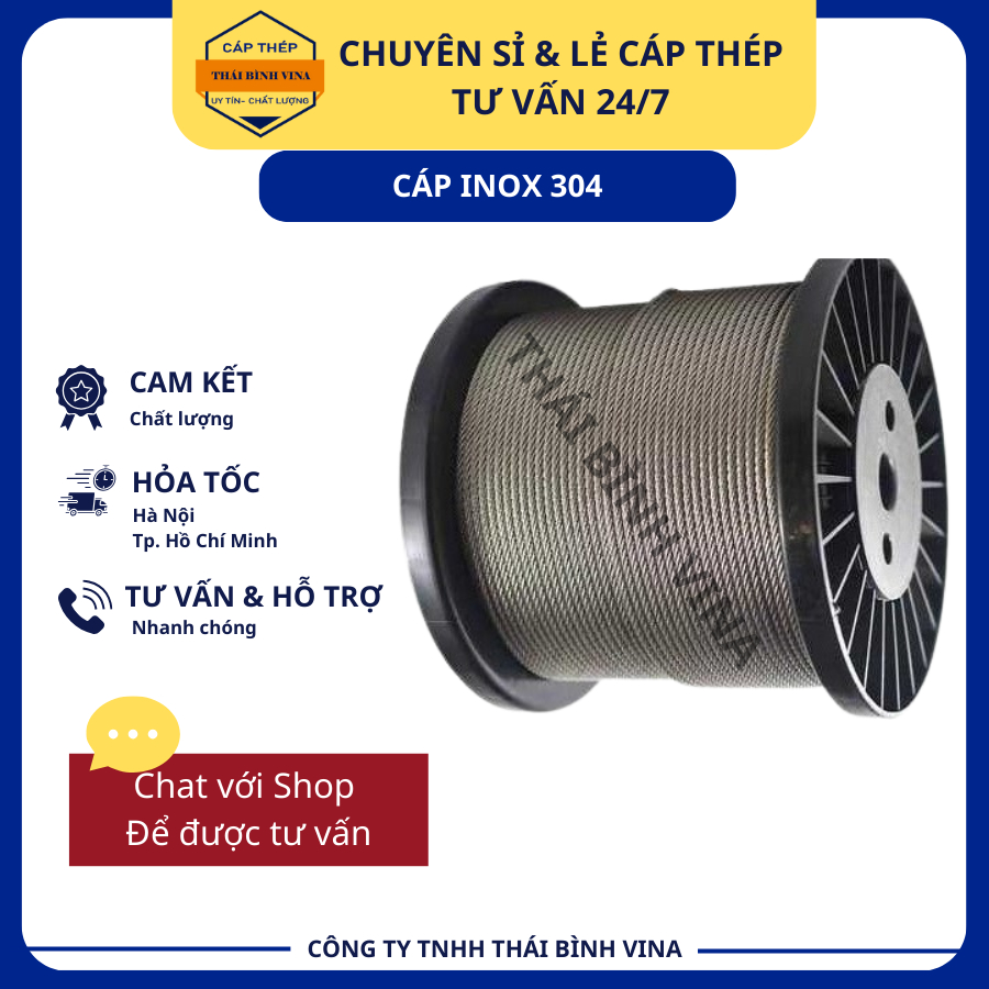 Cáp inox 304 (1ly, 1,5 ly, 2 ly, 3 ly, 4 ly)