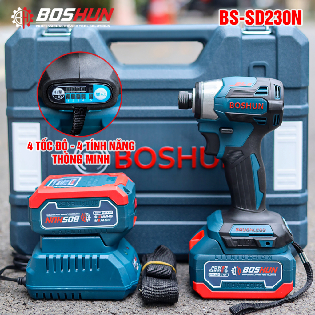 [Chính Hãng] Máy Chuyên Vít Boshun BS-SD230N 4 Tốc Độ, 4 Chế Độ Thông Minh, Chuyên Bắt Vít, Bắn Tôn