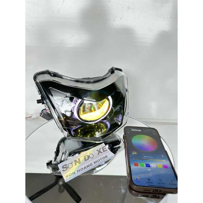 Bi Cầu Độ Sẵn 2 Tầng SURUMA Lắp Wave 50-100-110cc Độ Bi E11+   Mắt Quỷ App + Vòng 3D Trắng  Bảo Hành 12 Tháng