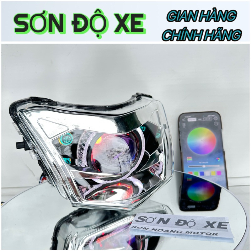 Bi Cầu Độ Sẵn 2 Tầng SURUMA Lắp Wave 50-100-110cc Độ Bi E11+   Mắt Quỷ App + Vòng 3D Trắng  Bảo Hành 12 Tháng