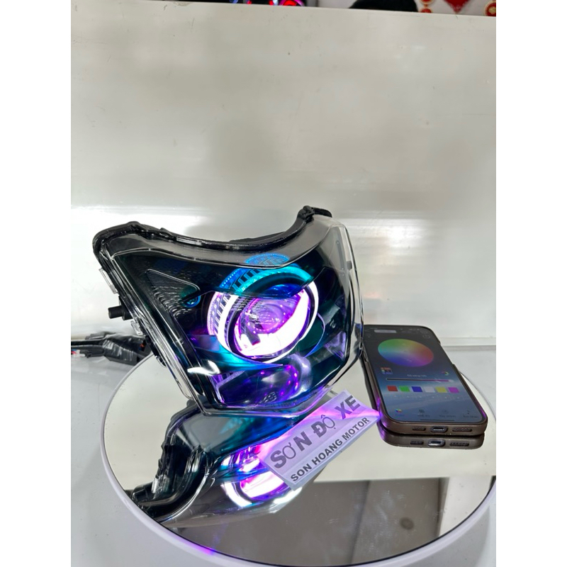 Bi Cầu Độ Sẵn 2 Tầng SURUMA Lắp Wave 50-100-110cc Độ Bi E11+   Mắt Quỷ App + Vòng 3D Trắng  Bảo Hành 12 Tháng