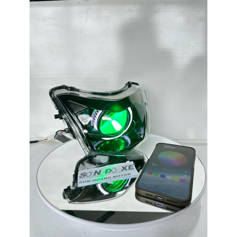 Bi Cầu Độ Sẵn 2 Tầng SURUMA Lắp Wave 50-100-110cc Độ Bi E11+   Mắt Quỷ App + Vòng 3D Trắng  Bảo Hành 12 Tháng