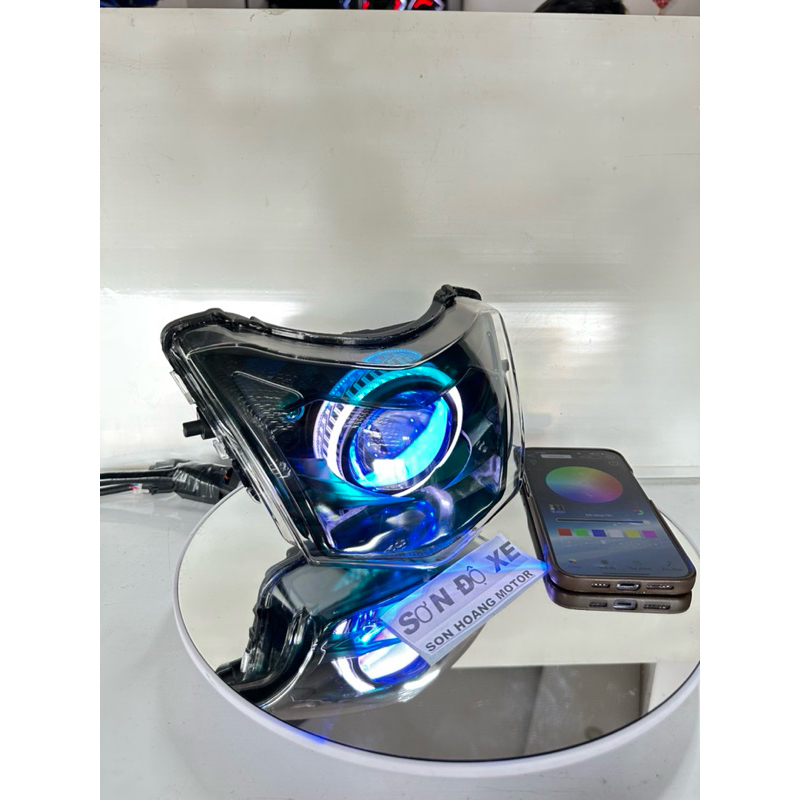 Bi Cầu Độ Sẵn 2 Tầng SURUMA Lắp Wave 50-100-110cc Độ Bi E11+   Mắt Quỷ App + Vòng 3D Trắng  Bảo Hành 12 Tháng