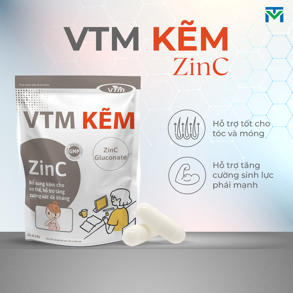 Ảnh Viên uống bổ sung Kẽm ZinC VTM hỗ trợ tăng cường đề kháng, miễn dịch gói 30 viên - 30 ngày 1