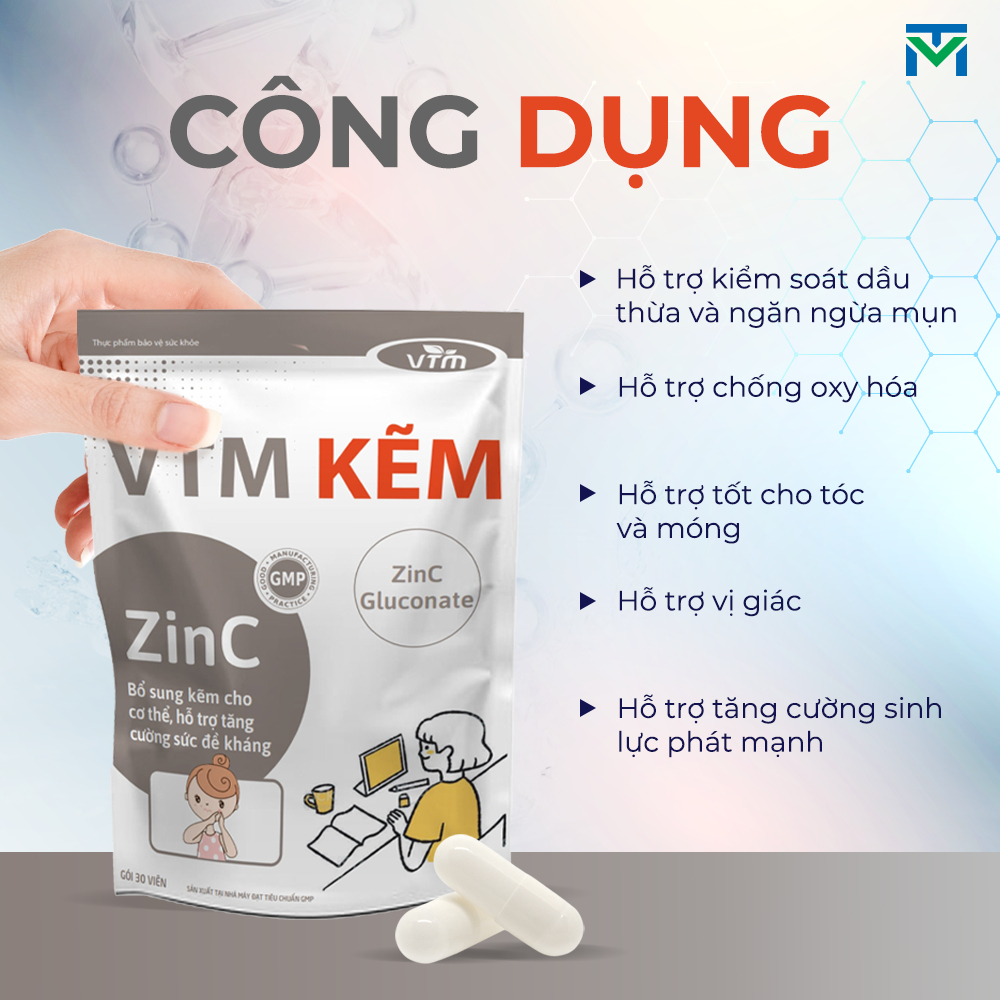 Ảnh Viên uống bổ sung Kẽm ZinC VTM hỗ trợ tăng cường đề kháng, miễn dịch gói 30 viên - 30 ngày 4