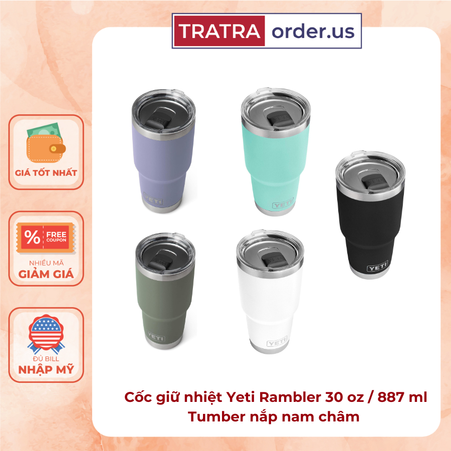 Cốc giữ nhiệt Yeti Rambler 14oz - 18oz - 20oz - 30oz- 35oz - 36oz - 46oz Tumber nắp nam châm [Hàng Mỹ] | BigBuy360 - bigbuy360.vn