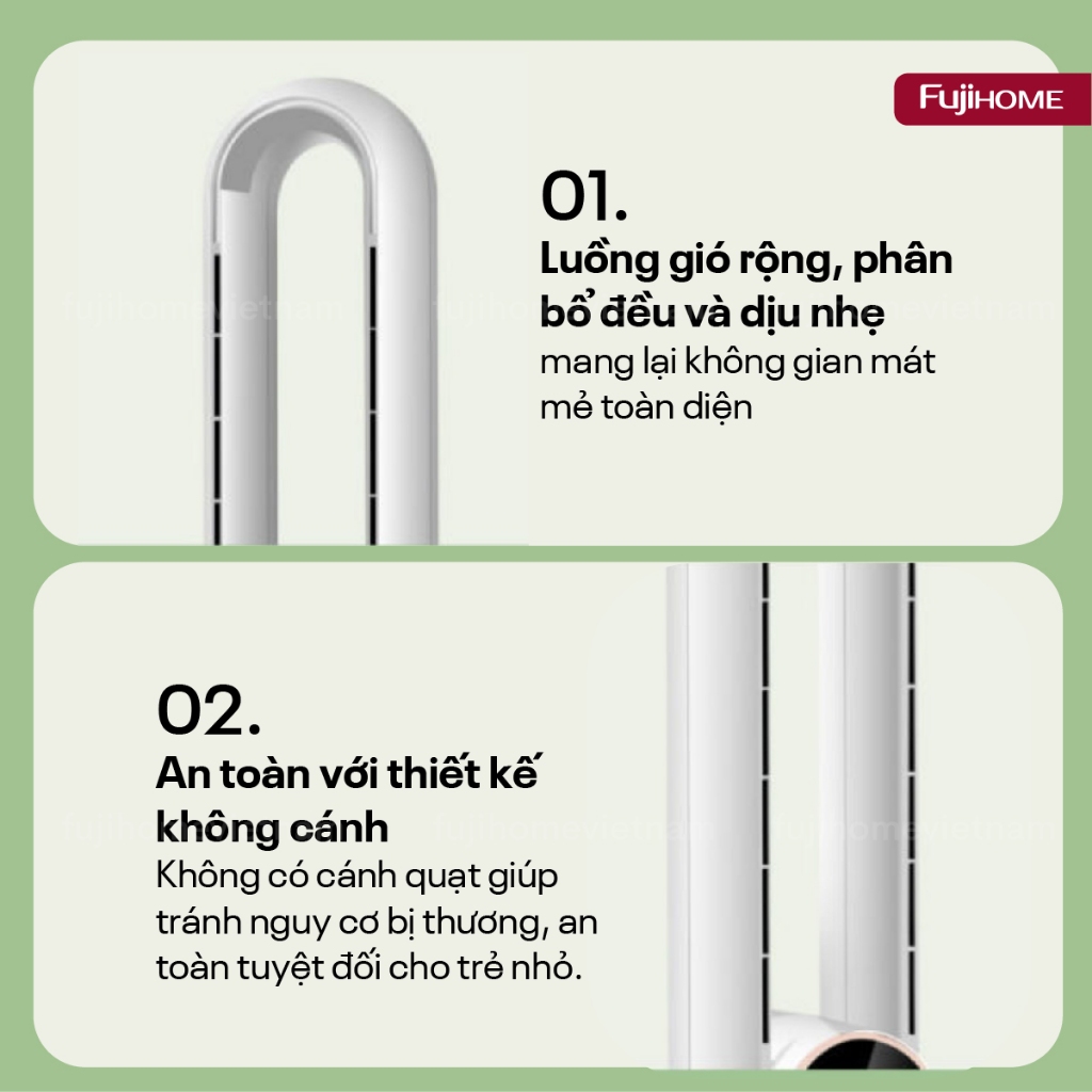 Quạt không cánh hơi nước nhập khẩu FUJIHOME BF-03RC, Quạt lọc không khí Ion âm tiết kiệm điện