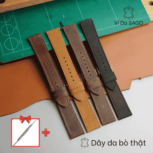 Dây Đồng Hồ Da Bò Sáp cổ điển - thương hiệu Ví Da SAGO