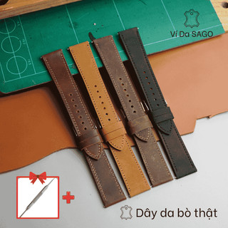 Dây Đồng Hồ Da Bò Sáp cổ điển - thương hiệu  Ví Da SAGO