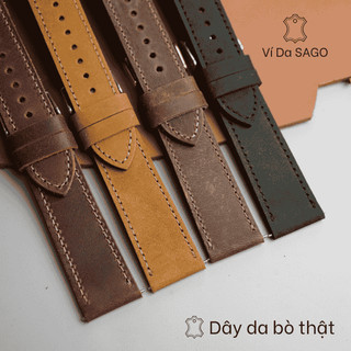 Dây Đồng Hồ Da Bò Sáp cổ điển - thương hiệu  Ví Da SAGO