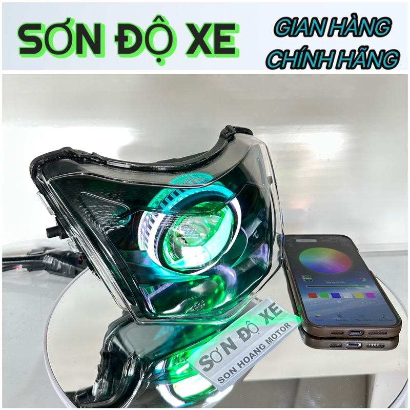 Bi Cầu Độ Sẵn 2 Tầng SURUMA Lắp Wave 50-100-110cc Độ Bi E11+   Mắt Quỷ App + Vòng 3D Trắng  Bảo Hành 12 Tháng