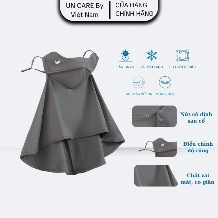 Khẩu Trang Chống Tia UV Che Kín Cổ Unicare Full Neck Proof Mask - Vải Lụa Mềm, Quai Điều Chỉnh, Chống Nắng Tối Ưu