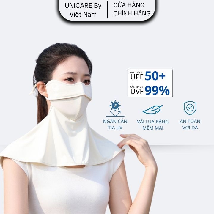 Khẩu Trang Chống Tia UV Che Kín Cổ Unicare Full Neck Proof Mask - Vải Lụa Mềm, Quai Điều Chỉnh, Chống Nắng Tối Ưu
