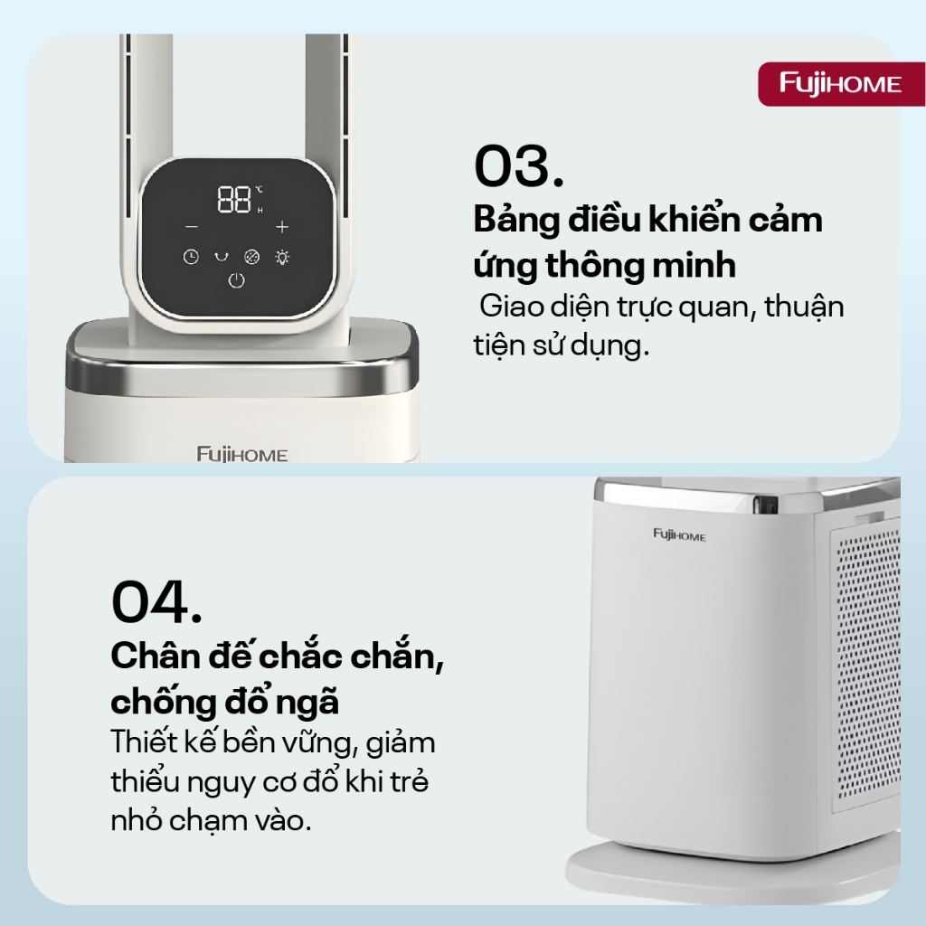 Quạt lọc không khí HEPA và Ion âm nhập khẩu FUJIHOME BF-05R-HEPA, Quạt không cánh điều khiển từ xa