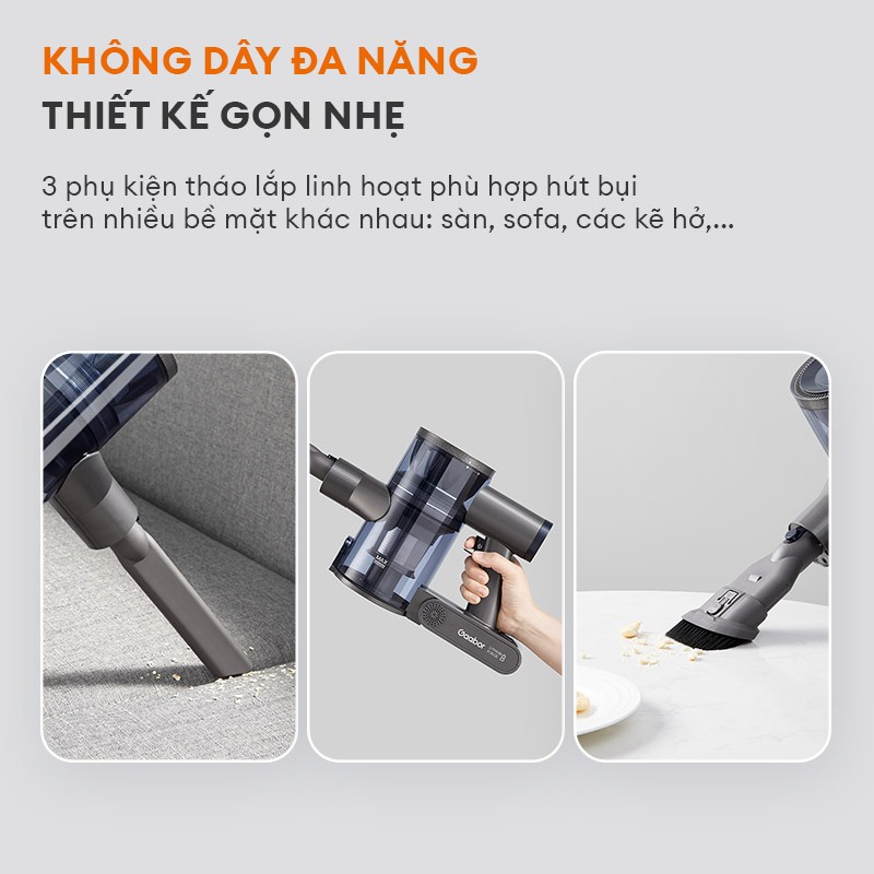 Ảnh Máy hút bụi không dây lực hút li tâm GAABOR VCL10E-BK01A dòng DEEP SEA cao cấp, pin Lithium tháo rời 4