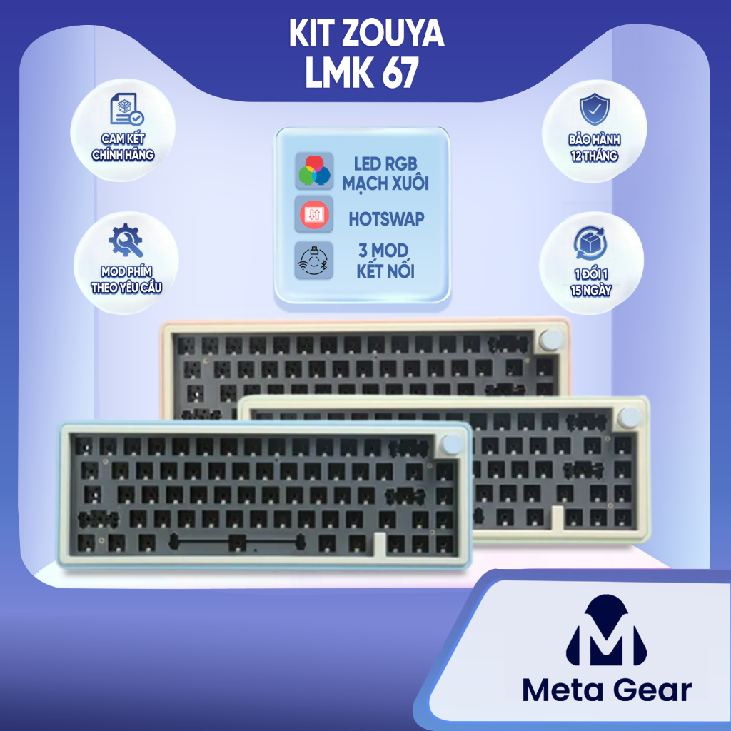 Kit bàn phím cơ ZUOYA LMK67 - 3 modes kết nối - vỏ nhôm- hỗ trợ Via