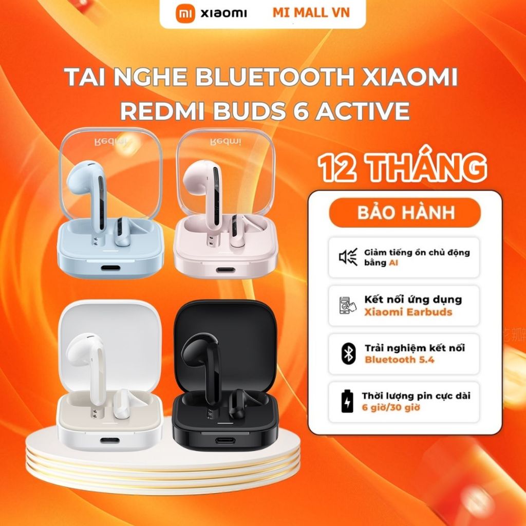 Ảnh Tai Nghe Bluetooth Xiaomi Redmi Buds 6 Active / Giảm Tiếng Ồn / Pin 30h /  Bảo Hành 12Tháng (Không kèm sạc) 1