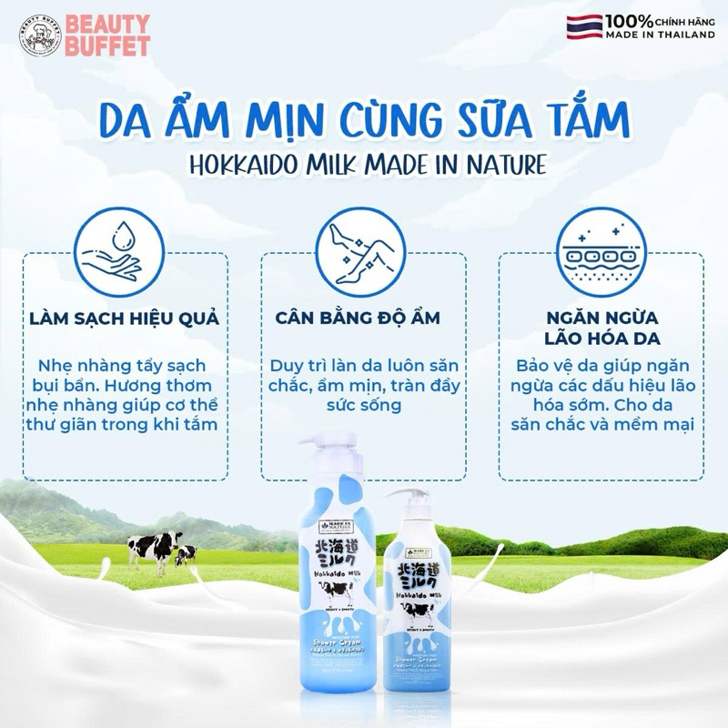 Ảnh Combo 2 Sữa tắm dưỡng ẩm & sáng mịn da Beauty Buffet Made in Nature Hokkaido Milk 700ml 3