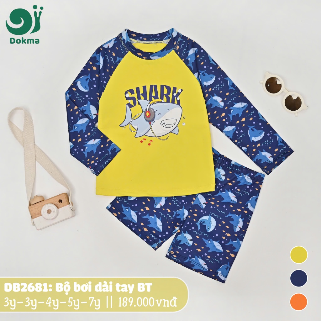 [11-33kg] Bộ Bơi Bé Trai Dokma Kèm Mũ Bơi Cho Bé DB2679 DB2681 DB2686