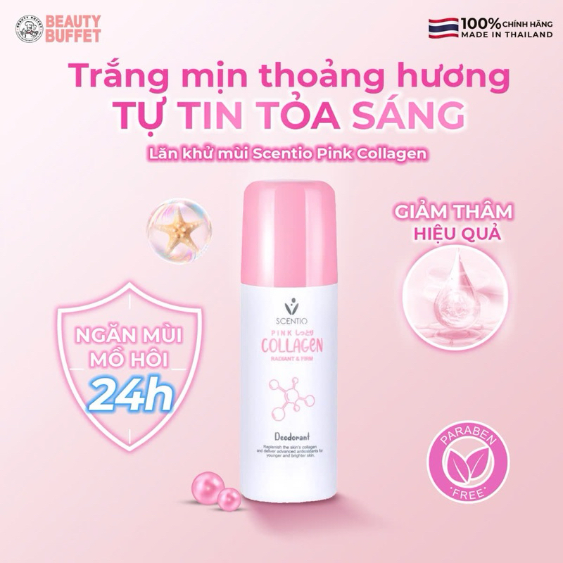 Ảnh Combo 2 Lăn khử mùi và khô thoáng vùng da dưới cánh tay Scentio Pink Collagen 50ml 2