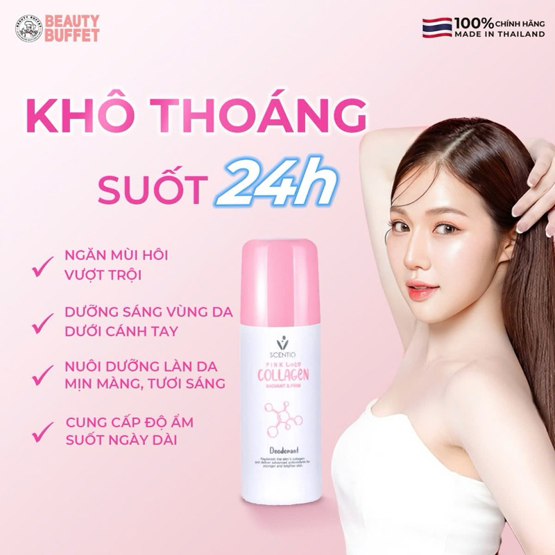 Ảnh Combo 2 Lăn khử mùi và khô thoáng vùng da dưới cánh tay Scentio Pink Collagen 50ml 4