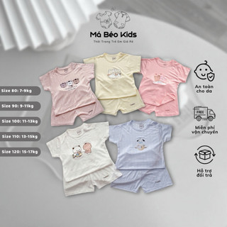 Bộ Cộc Tay Cho Bé, Bộ Quần Áo Cộc Tay Thông Hơi Unchi Siêu Mềm Mại Thời Trang Mùa Hè Cho Bé Trai Bé Gái 7-18kg PL16
