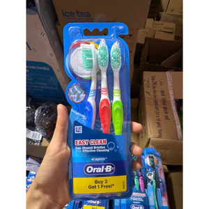 bàn chải oral b easy clearn cán trắng vỉ 3 cây