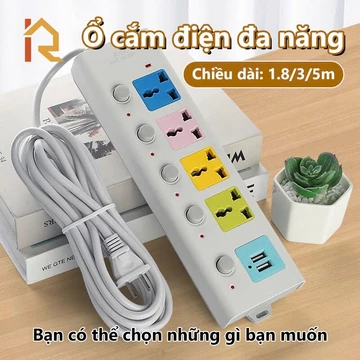 Ổ CẮM ĐIỆN ĐA NĂNG CHỐNG GIẬT B40 TÍCH HỢP LỖ SẠC USB TIỆN LỢI -Ổ ĐIỆN DÂY DÀI 1.8M CHỊU TẢI 2500W CHỐNG CHÁY CHỐNG GIẬT
