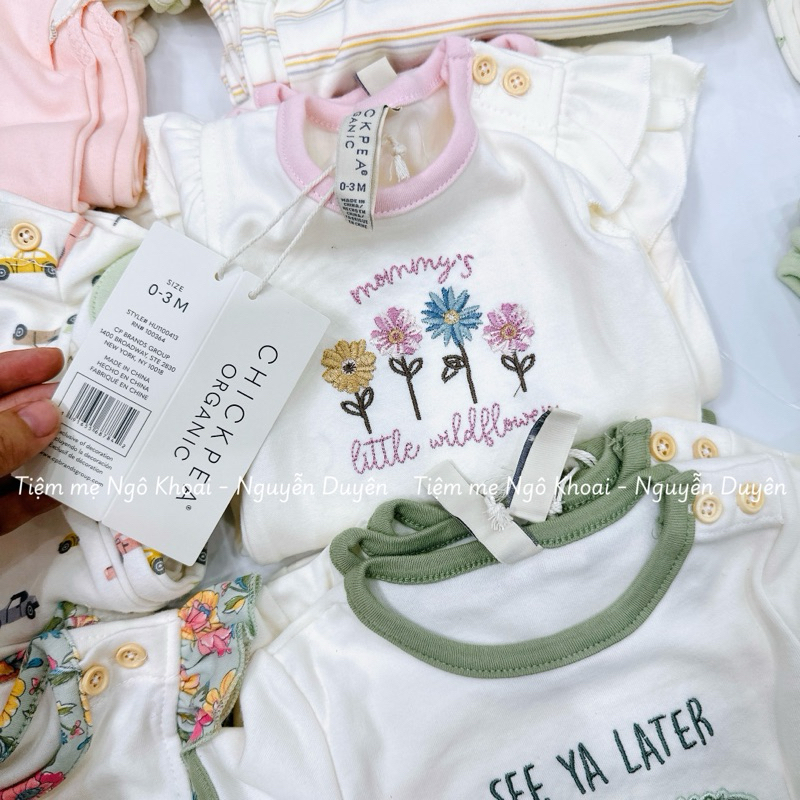 [MD196]❤️CHICKPEA ORGANIC❤️bodysuit/ áo liền thân ngắn tay xuất xịn cho bé