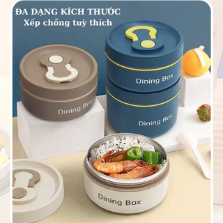 Hộp cơm inox mini tiện lợi, hộp đựng cơm văn phòng chât liệu nhựa pp lõi inox giữ nhiệt có kèm muỗng