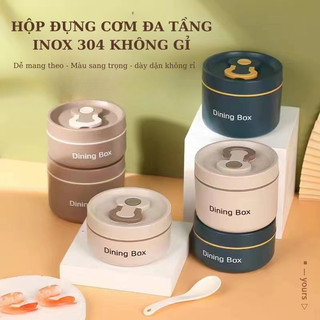 Hộp cơm inox mini tiện lợi, hộp đựng cơm văn phòng chât liệu nhựa pp lõi inox giữ nhiệt có kèm muỗng