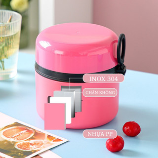 Hộp cơm trưa inox 304 giữ nhiệt dung tích 650ml,hộp cơm giữ nhiệt kèm muỗng và hộp đựng nước chấm