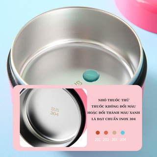 Hộp cơm trưa inox 304 giữ nhiệt dung tích 650ml,hộp cơm giữ nhiệt kèm muỗng và hộp đựng nước chấm